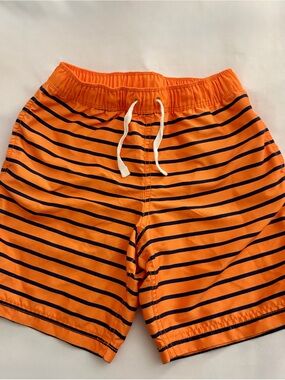 Hanna Andersson Orange Swim Shorts with Navy Stripes